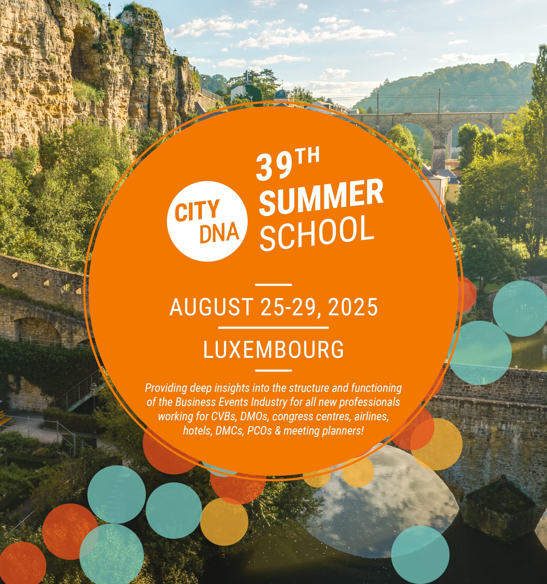 Square promo for the City DNA 39th Summer School, Luxembourg, 25-29 August 2025